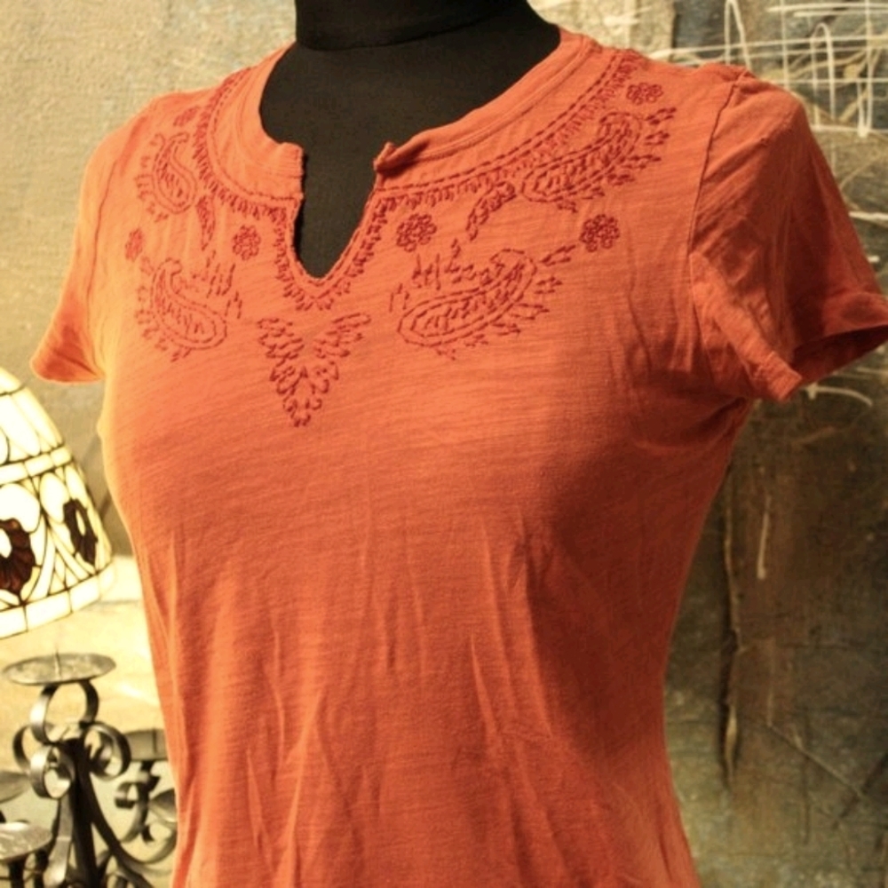💛LUCKY BRAND Embroidered Top 100% Cotton!